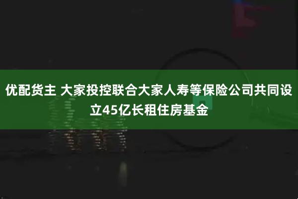 优配货主 大家投控联合大家人寿等保险公司共同设立45亿长租住房基金