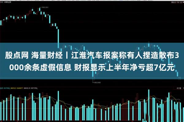 股点网 海量财经丨江淮汽车报案称有人捏造散布3000余条虚假信息 财报显示上半年净亏超7亿元